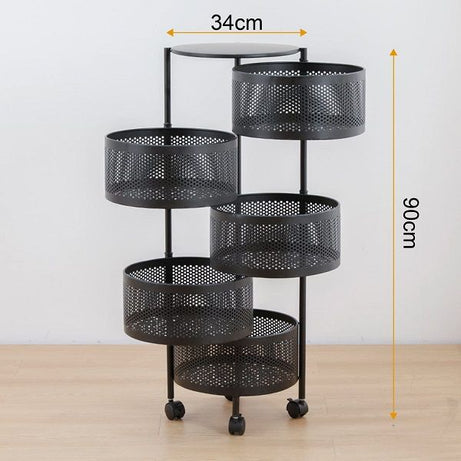 Kitchen Storage Rack with Wheels 5 Layer Carbon Steel Portable Organizer Trolley for Dishes - Oshi.pk - Buy & Sell Online