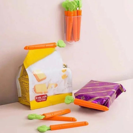 Kitchen Tools 5 Pcs Plastic Bag Snack Bag Saling Clips Chip Clips Bag Clips Food Clips For Bags Refrigerator Food Storage Clamps Carrot Shape Clips - Oshi.pk - Buy & Sell Online