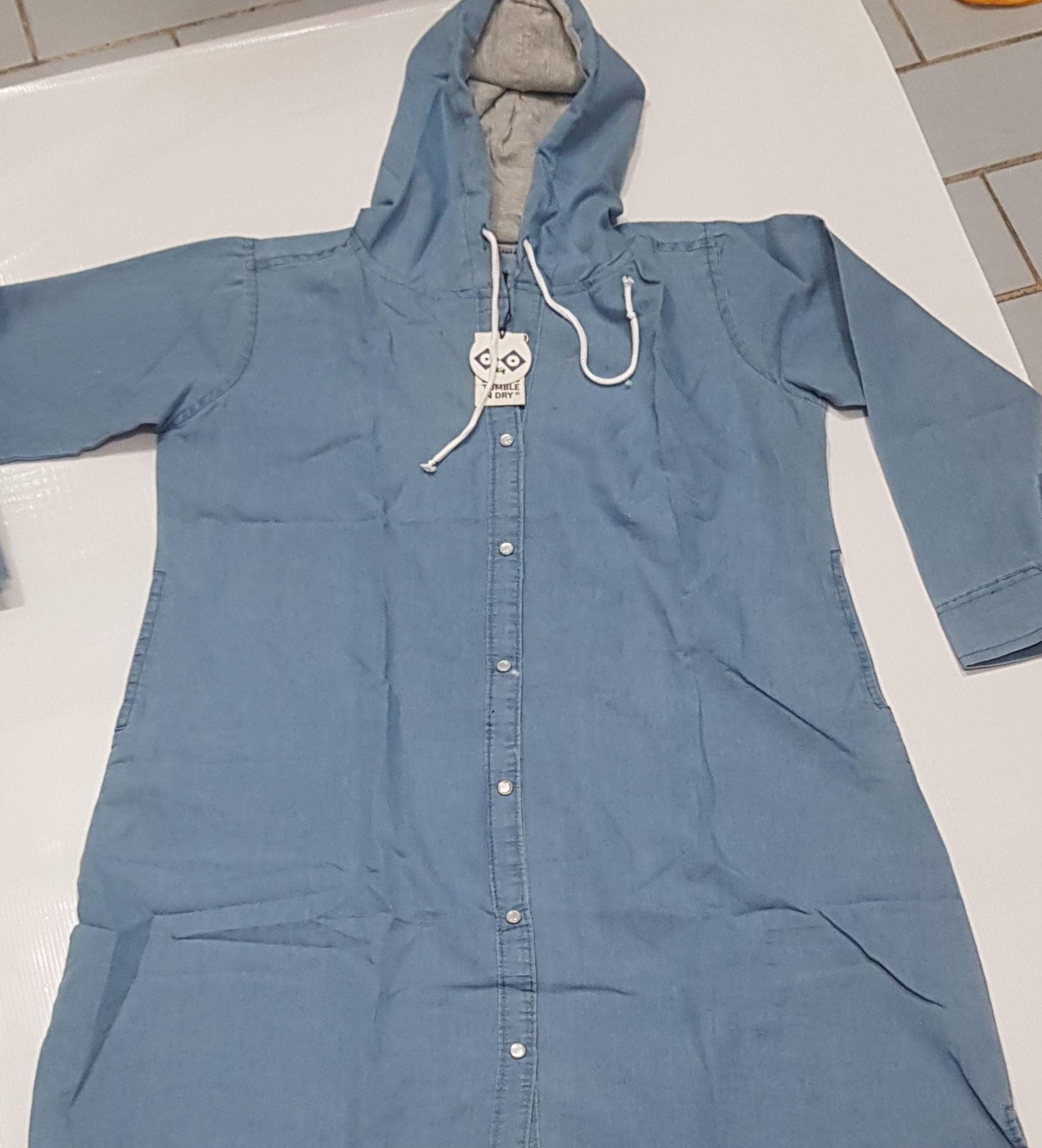 Ladies Hooded Denim Long Coat - Oshi.pk - Buy & Sell Online