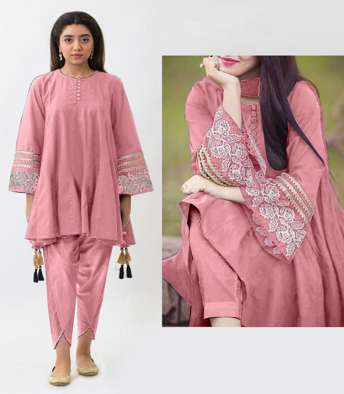 Latkan 2-Pcs Stitched Shirt and Tulip Style Trouser - Oshi.pk - Buy & Sell Online