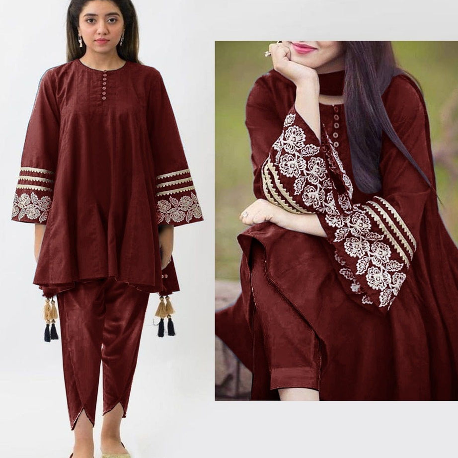 Latkan 2-Pcs Stitched Shirt and Tulip Style Trouser - Oshi.pk - Buy & Sell Online