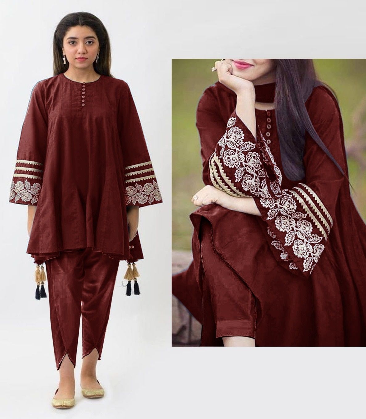 Latkan 2-Pcs Stitched Shirt and Tulip Style Trouser - Oshi.pk - Buy & Sell Online