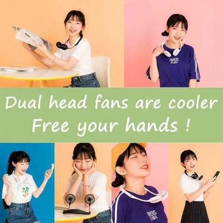 Lazy Neck Hanging Dual Mini Rechargeable Cooling Fan - Oshi.pk - Buy & Sell Online