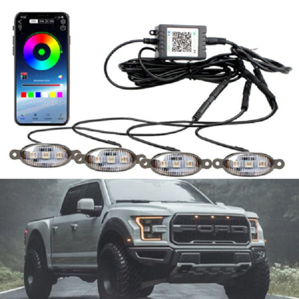 Led 7 Color Grill Lights 4Pcs Smoke Lens Smartphone APP Control - Oshi.pk - Buy & Sell Online