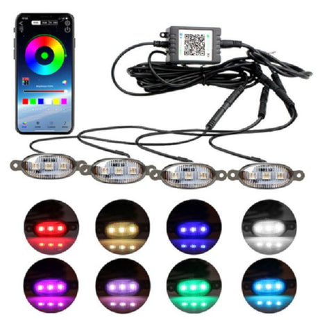 Led 7 Color Grill Lights 4Pcs Smoke Lens Smartphone APP Control - Oshi.pk - Buy & Sell Online