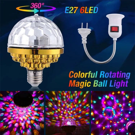 LED Colorful Magic Ball Lamps With Holder 360 Degrees Automatic Rotating Light Bulb For House Disco Party - Oshi.pk - Buy & Sell Online