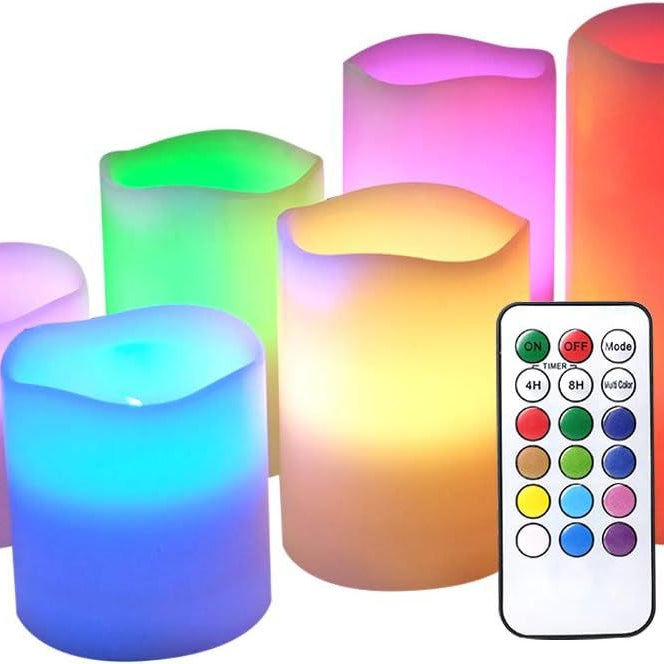 LED ing Candles Battery Operated with 18-Key Remote Timer, Color Changing Real Wax Set of 6 Flameless Pillar Candles Indoor Halloween Christmas Romant - Oshi.pk - Buy & Sell Online