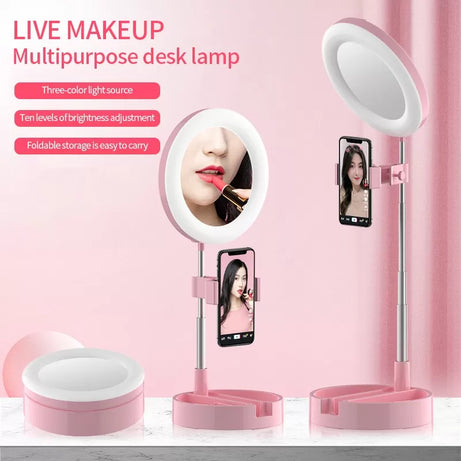 LED Makeup Mirror USB Smart Touch Control Lighted Makeup Vanity Stand Up Desk Ring Light Mirror Led - Oshi.pk - Buy & Sell Online