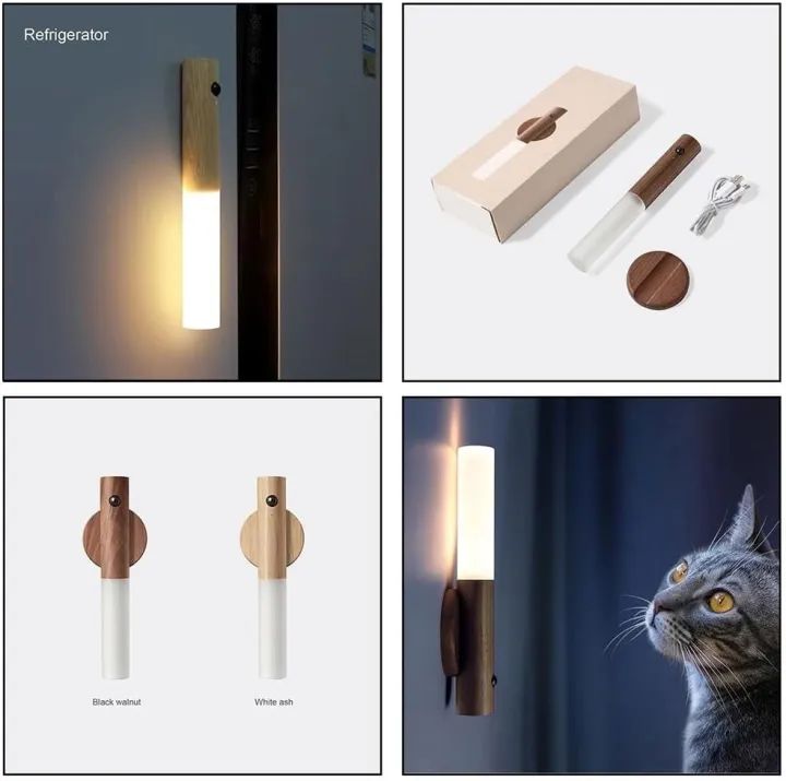 LED USB Wireless Wood Stick Night Light Warm Motion Sensor Wall Lamp Magnetic Corridor Cabinet Wardrobe Light Decor Home Light - Oshi.pk - Buy & Sell Online