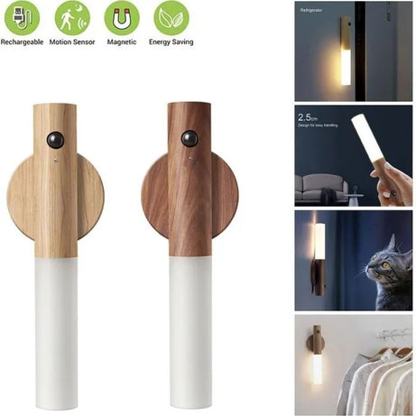 LED USB Wireless Wood Stick Night Light Warm Motion Sensor Wall Lamp Magnetic Corridor Cabinet Wardrobe Light Decor Home Light - Oshi.pk - Buy & Sell Online