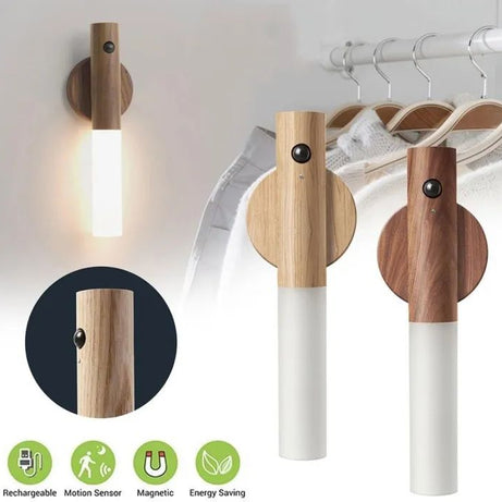 LED USB Wireless Wood Stick Night Light Warm Motion Sensor Wall Lamp Magnetic Corridor Cabinet Wardrobe Light Decor Home Light - Oshi.pk - Buy & Sell Online