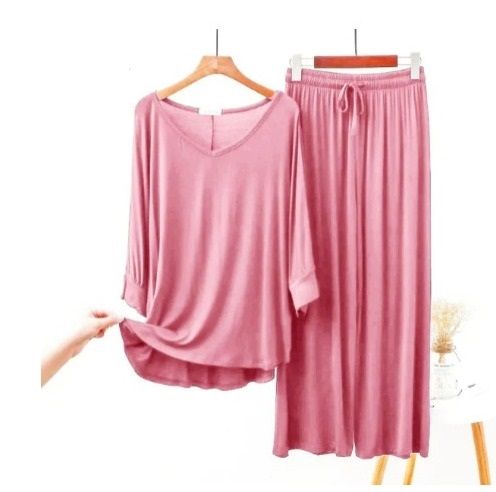 Baby Pink V-Neck Women Night Suit - Oshi.pk - Buy & Sell Online