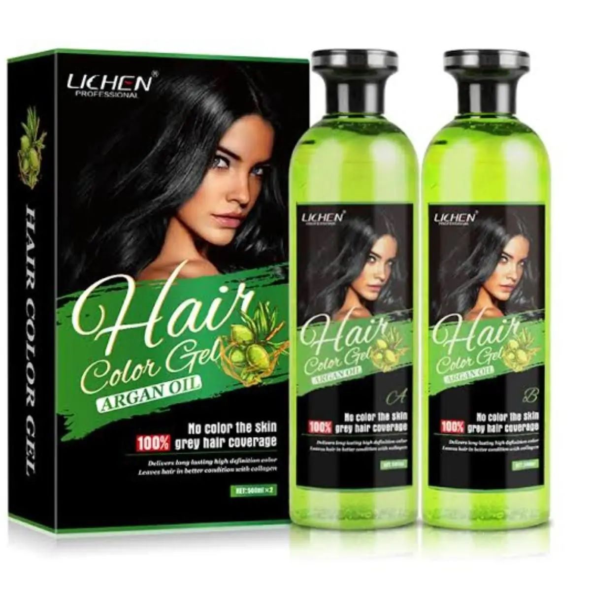 Licehen Black Hair Color Gel (500ml×2)