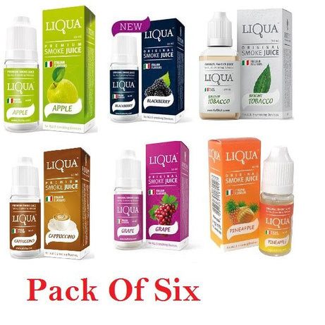 Liqua Flavor / Cloud E Liquid Juice Oil Vape Shisha Pen Refill Nicotine Option Pack of (6) - Oshi.pk - Buy & Sell Online