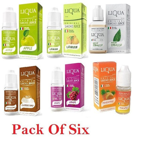 Liqua Flavor / Cloud E Liquid Juice Oil Vape Shisha Pen Refill Nicotine Option Pack of (6) - Oshi.pk - Buy & Sell Online