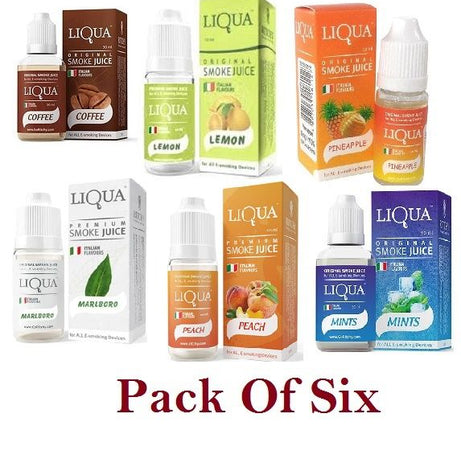 Liqua Flavor / Cloud E Liquid Juice Oil Vape Shisha Pen Refill Nicotine Option Pack of (6) - Oshi.pk - Buy & Sell Online