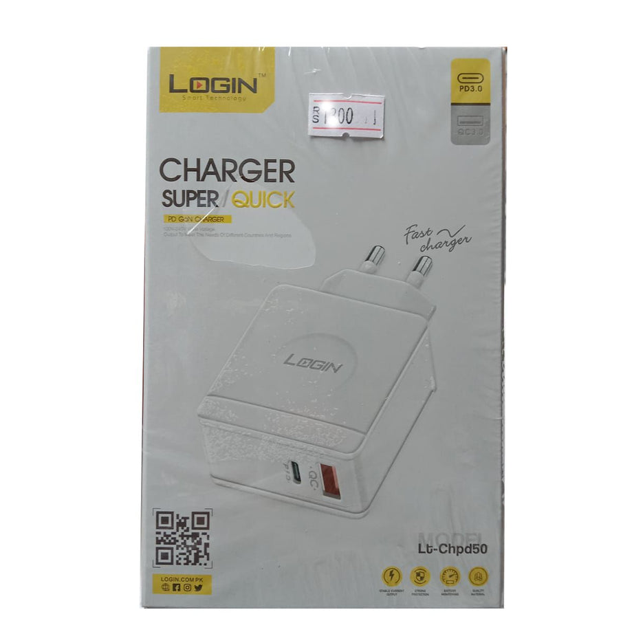 LOGIN Super Fast Charger (LT_CHPD50) - Swift Charging Solution - Oshi.pk - Buy & Sell Online