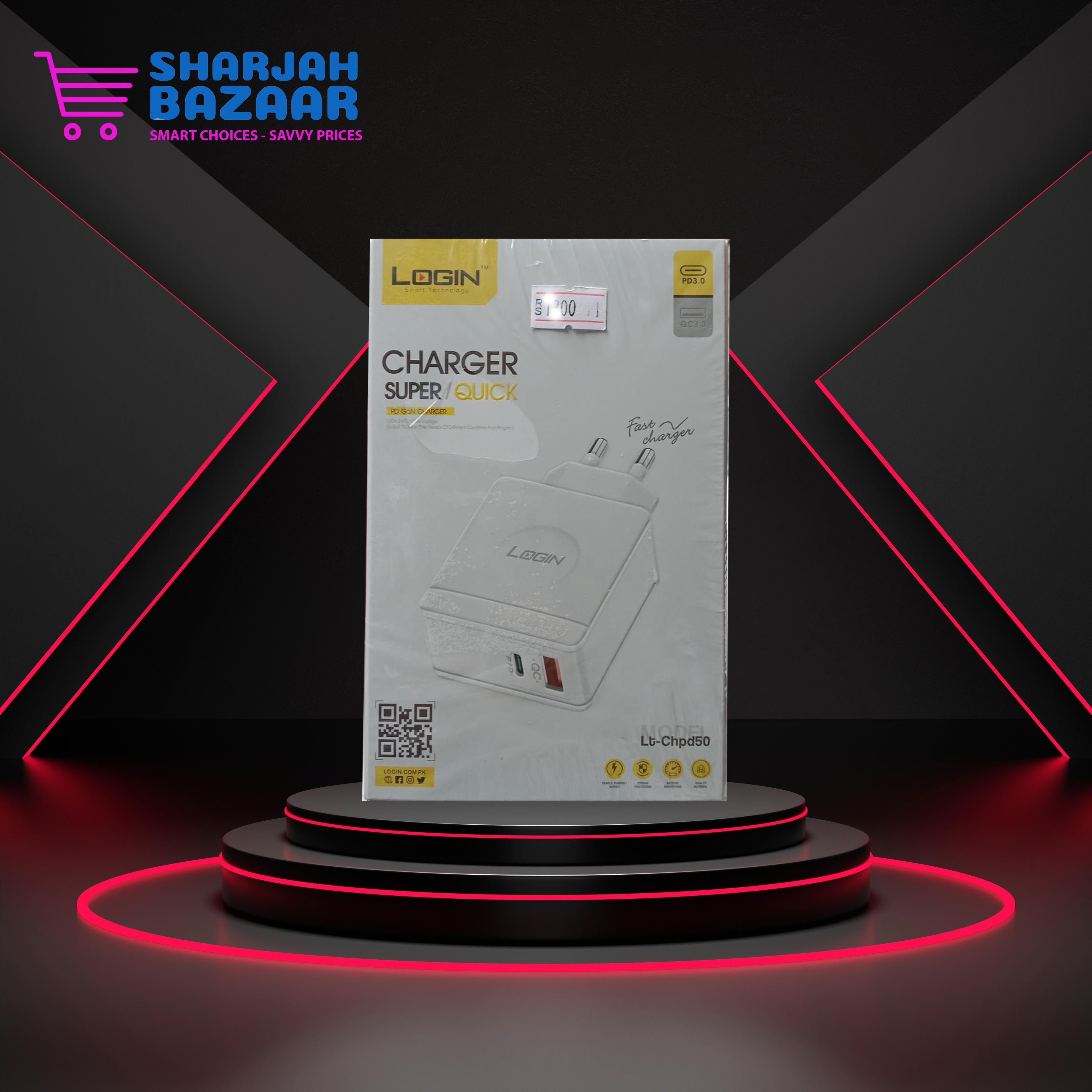 LOGIN Super Fast Charger (LT_CHPD50) - Swift Charging Solution - Oshi.pk - Buy & Sell Online