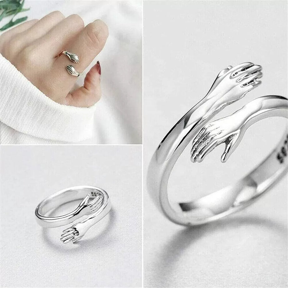 Love Hug Open Ring Retro Simple Rings Unisex Adjustable Size Ringterndy Simple Embrace Party Jewelry Gifts for Men Women - Oshi.pk - Buy & Sell Online