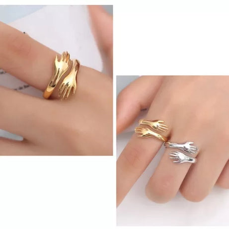 Love Hug Open Ring Retro Simple Rings Unisex Adjustable Size Ringterndy Simple Embrace Party Jewelry Gifts for Men Women - Oshi.pk - Buy & Sell Online