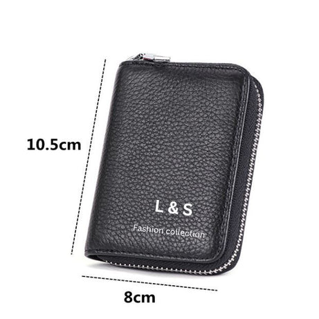 L&S New Genuine Men's Leather Card Holder Storage Bags Blocking Zipper Thin Pocket - Oshi.pk - Buy & Sell Online