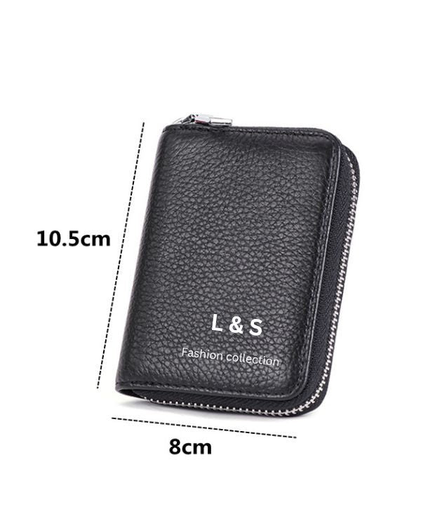L&S New Genuine Men's Leather Card Holder Storage Bags Blocking Zipper Thin Pocket - Oshi.pk - Buy & Sell Online
