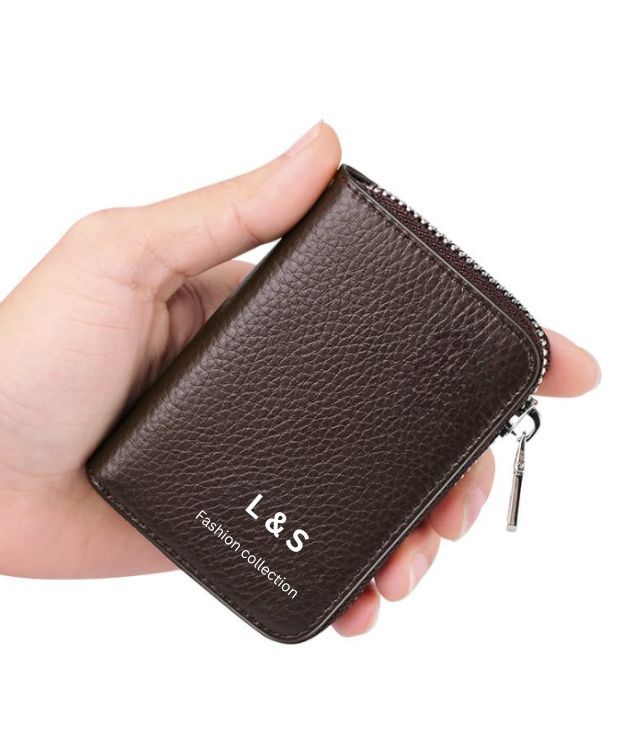 L&S New Genuine Men's Leather Card Holder Storage Bags Blocking Zipper Thin Pocket - Oshi.pk - Buy & Sell Online