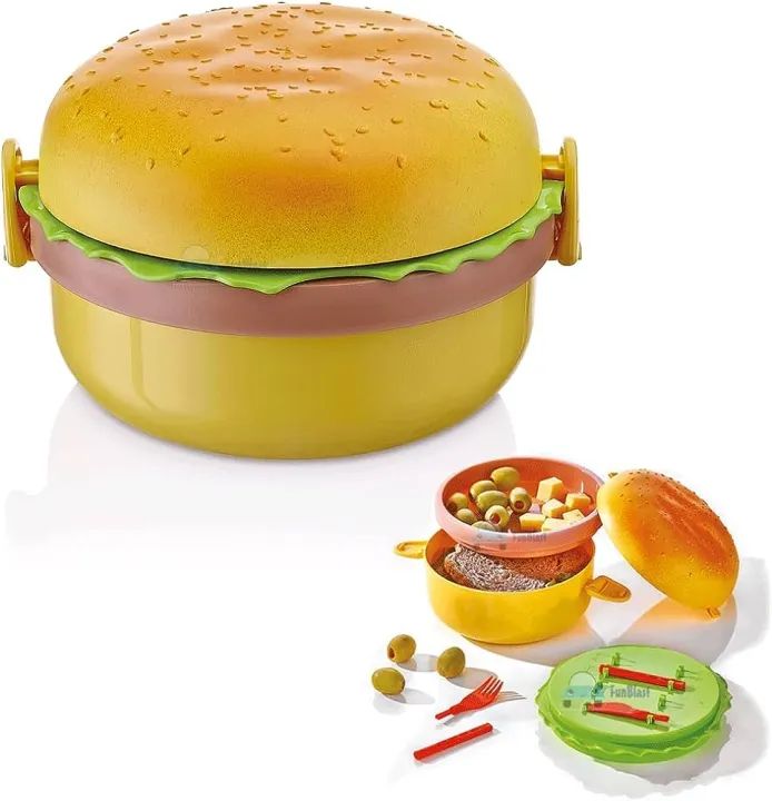 Lunch box kids tiffin box for school burger shaped meal-it box large lunch box - Oshi.pk - Buy & Sell Online