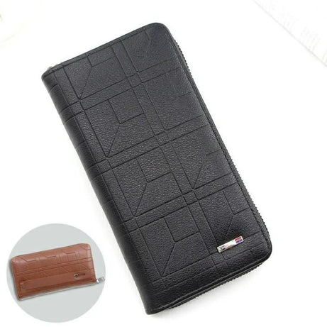 Luxury PU Leather New Men's Wallets Long Wallets Fashion Embossed Vertical Zipper Handbag Large Capacity Plus Soft Wallet - Oshi.pk - Buy & Sell Online