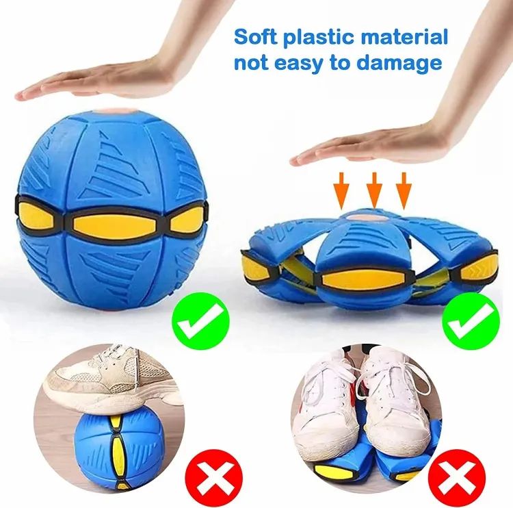 Magic Flying Saucer Ball Frisbee Deformation UFO Football Flat Throw Disc with 3 LED Light Flying Toys Outdoor Garden Beach Game Toy - Oshi.pk - Buy & Sell Online