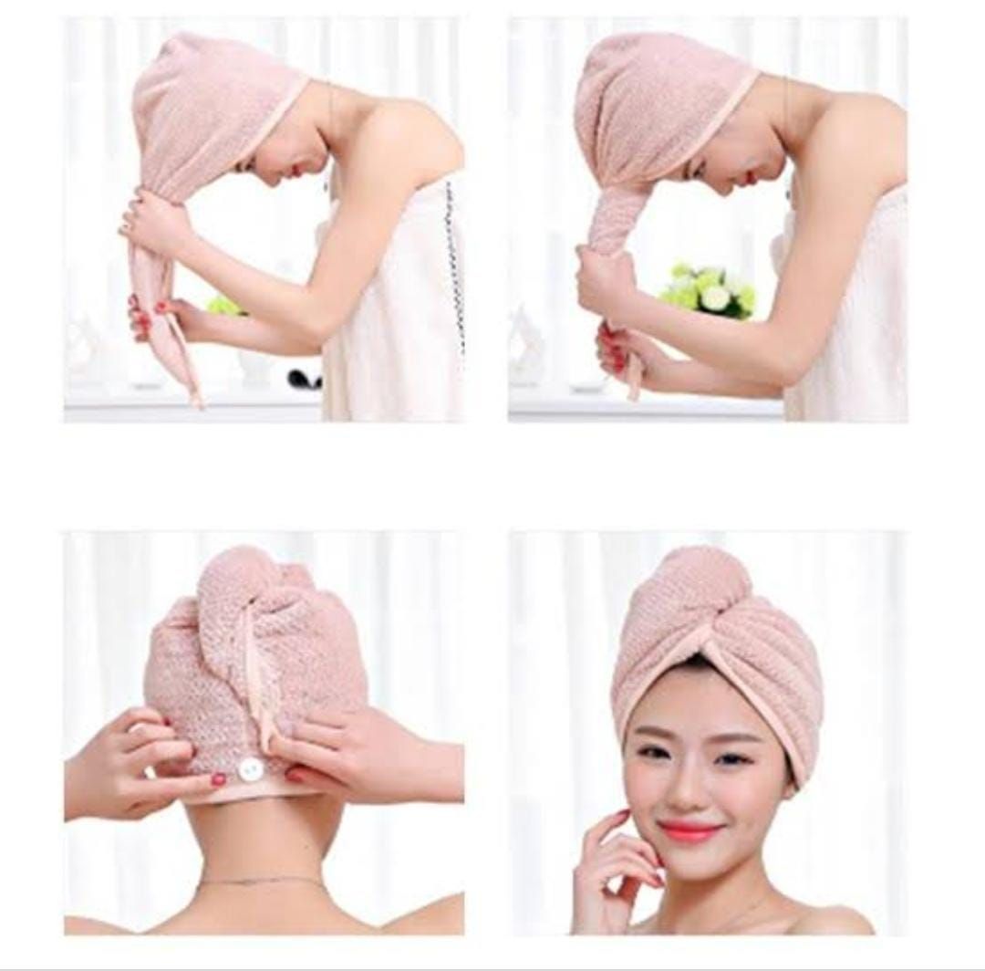 Magic Microfiber Hair Fast Drying Dryer Towel Bath Wrap Hat Super Absorbent Quick Cap Turban Head Wrap - Oshi.pk - Buy & Sell Online