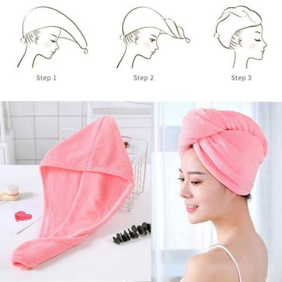 Magic Microfiber Hair Fast Drying Dryer Towel Bath Wrap Hat Super Absorbent Quick Cap Turban Head Wrap - Oshi.pk - Buy & Sell Online
