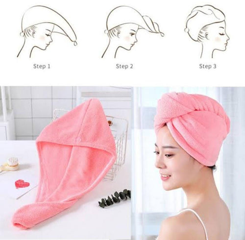 Magic Microfiber Hair Fast Drying Dryer Towel Bath Wrap Hat Super Absorbent Quick Cap Turban Head Wrap - Oshi.pk - Buy & Sell Online