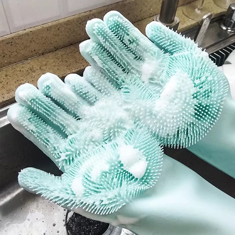 Magic Silicone Cleaning Gloves Insulation non-slip Dishwashing Glove Double-sided Wear Gloves for Home Kitchen - Oshi.pk - Buy & Sell Online