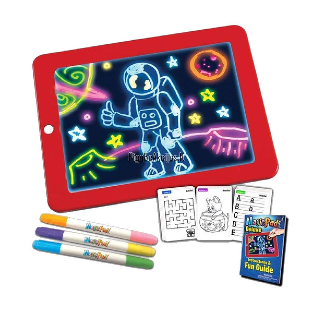 Magic Sketch Drawing Pad Light Up LED Glow Board Draw, Sketch,Doodle, Art, Write, Learning Tablet ,Includes 3 Dual Side Markets, 30 Stencils 8 Colorfu - Oshi.pk - Buy & Sell Online