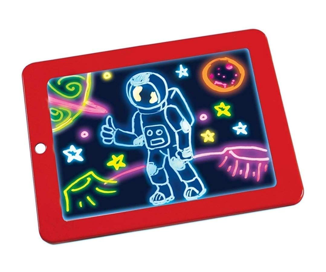 Magic Sketch Drawing Pad Light Up LED Glow Board Draw, Sketch,Doodle, Art, Write, Learning Tablet ,Includes 3 Dual Side Markets, 30 Stencils 8 Colorfu - Oshi.pk - Buy & Sell Online