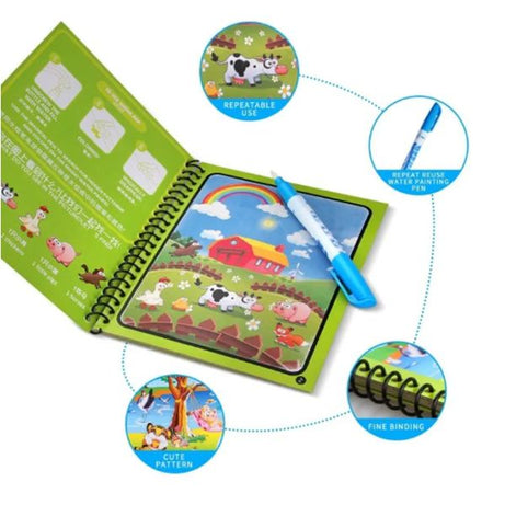 Magic Water Book Painting Drawing Coloring Board Book Doodle & Magic Water Pen - Oshi.pk - Buy & Sell Online