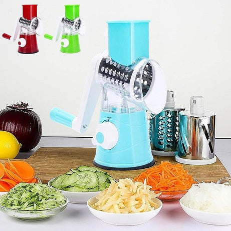 Manual Vegetable Cutter Slicer Round Grater 3 in1 kadokash Table top Drum grater Chopper Blades - Oshi.pk - Buy & Sell Online