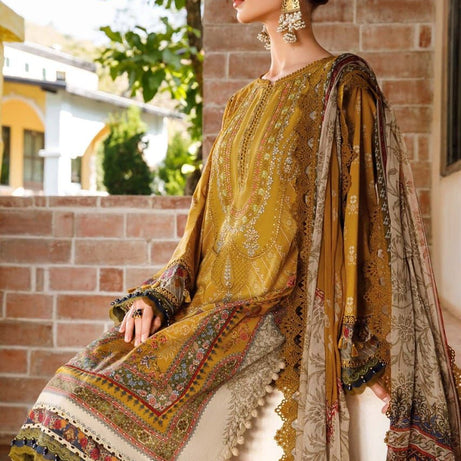 Maria B 3 PCS Women Unstitched Suit - Yellow Color - Oshi.pk - Buy & Sell Online
