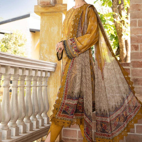 Maria B 3 PCS Women Unstitched Suit - Yellow Color - Oshi.pk - Buy & Sell Online