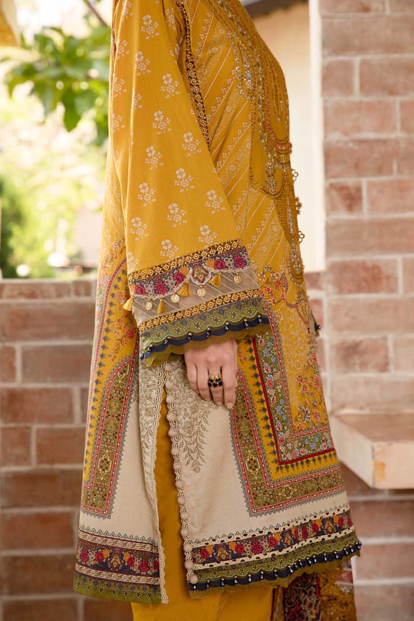 Maria B 3 PCS Women Unstitched Suit - Yellow Color - Oshi.pk - Buy & Sell Online