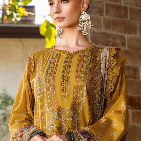 Maria B 3 PCS Women Unstitched Suit - Yellow Color - Oshi.pk - Buy & Sell Online