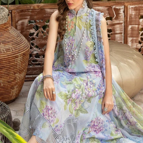 MARIA.B LAWN 3PC UN-STITCHED- BLUE - Oshi.pk - Buy & Sell Online