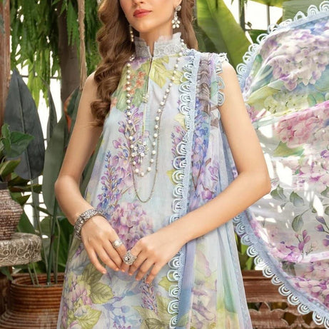 MARIA.B LAWN 3PC UN-STITCHED- BLUE - Oshi.pk - Buy & Sell Online