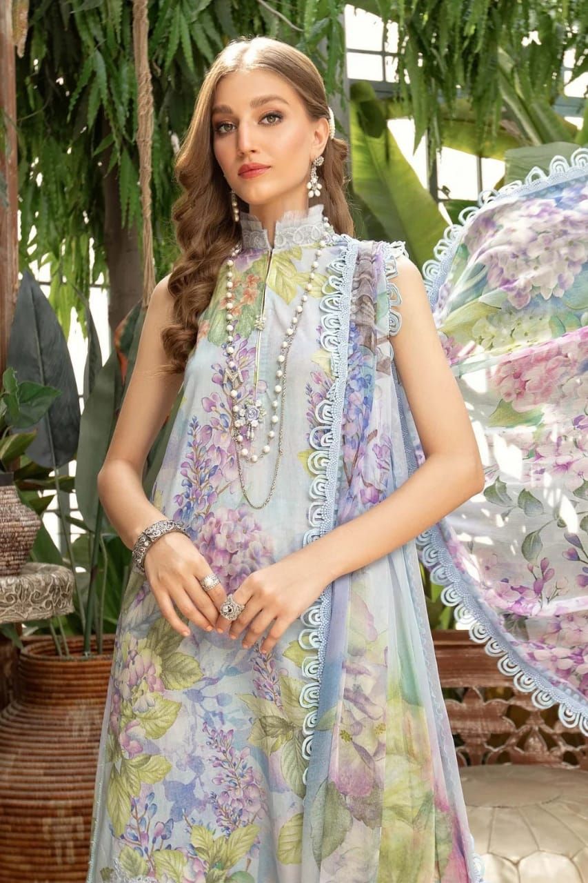MARIA.B LAWN 3PC UN-STITCHED- BLUE - Oshi.pk - Buy & Sell Online