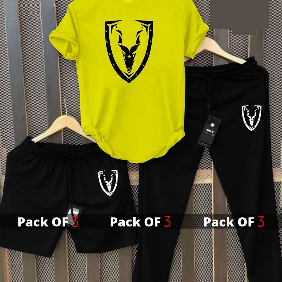 Markhor Printed Tracksuit 3 in 1 Tshirt Trouser and Short - Oshi.pk - Buy & Sell Online