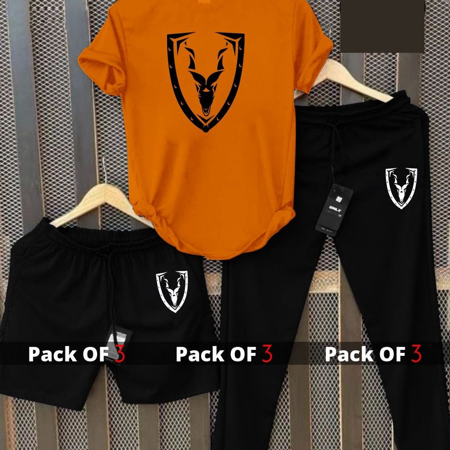 Markhor Printed Tracksuit 3 in 1 Tshirt Trouser and Short - Oshi.pk - Buy & Sell Online