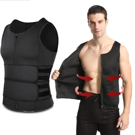 Men Body Shaper Fitness Neoprene Sauna Vest Waist Trainer Double Belt Sweat Shirt Corset Top Abdomen Slimming Shapewear Fat Burn - Oshi.pk - Buy & Sell Online