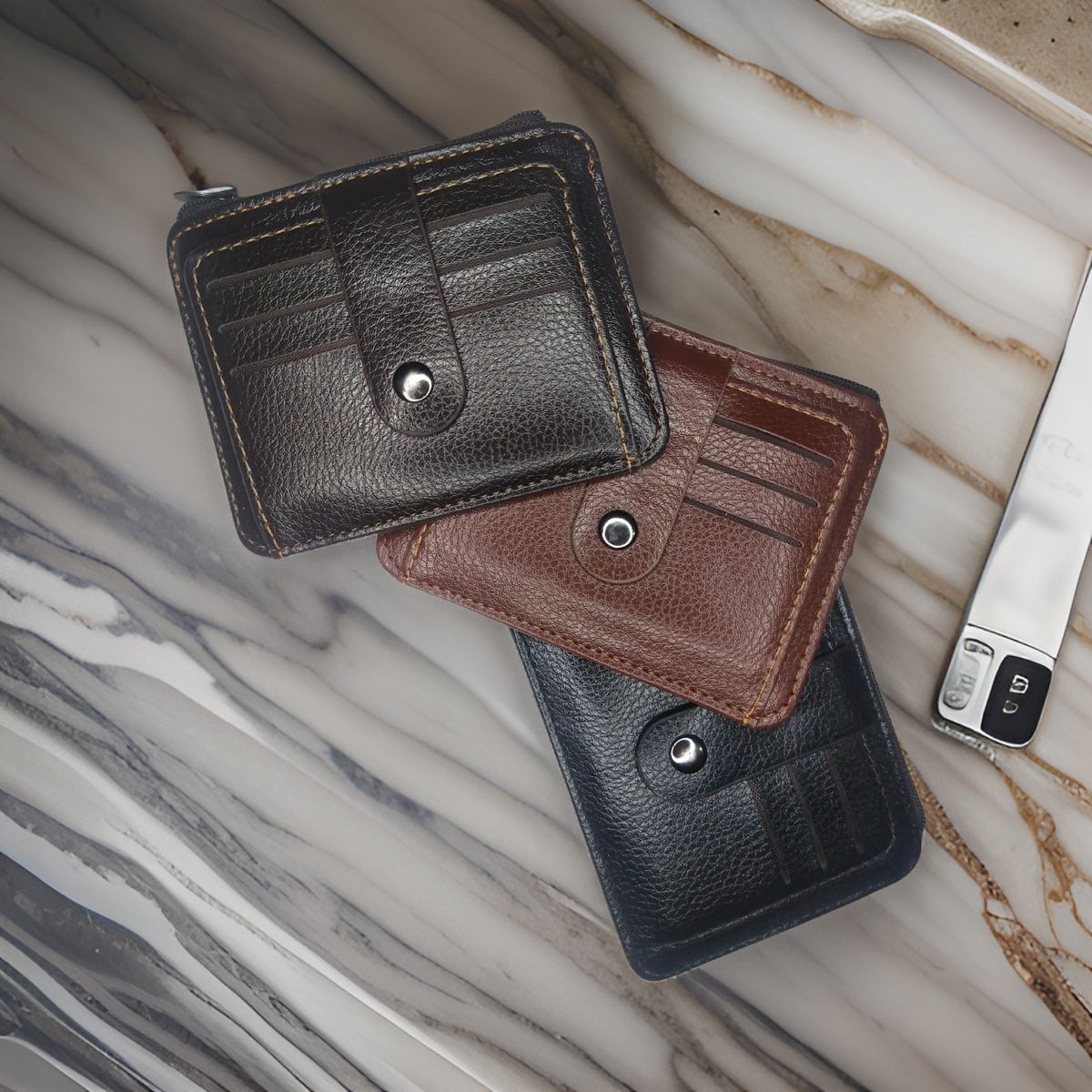 Men's Fashion Slim Pu Leather Wallet with Coin Pocket - Business Card and ID Card Holder Purse - Oshi.pk - Buy & Sell Online