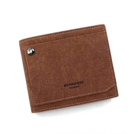 Men's purse pu leather Korean version frosted hinge short external button clip three fold bag large capacity change wallet - Oshi.pk - Buy & Sell Online